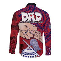 Fathers Day Polynesian Islands American Samoa Long Sleeve Button Shirt Dad Ou Te Alofa Ia Te Oe Tama - Polynesian Flowers Tribal - Wonder Print Shop