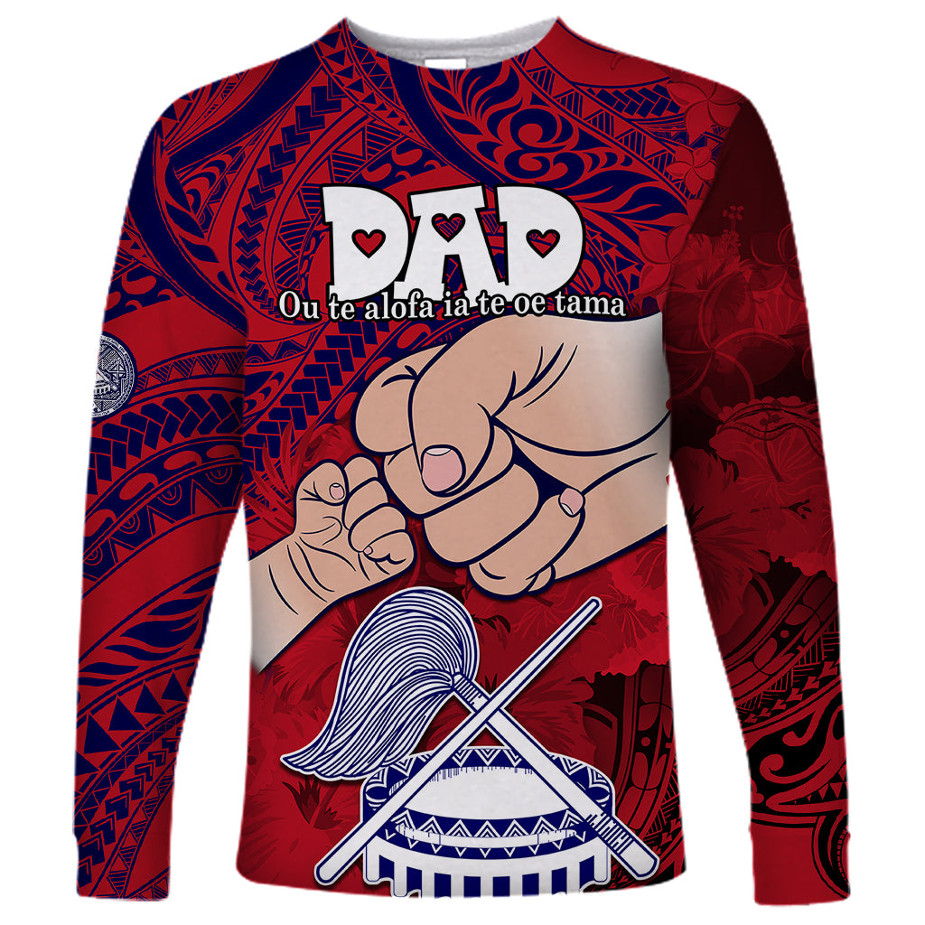 Fathers Day Polynesian Islands American Samoa Long Sleeve Shirt Dad Ou Te Alofa Ia Te Oe Tama - Polynesian Flowers Tribal - Wonder Print Shop