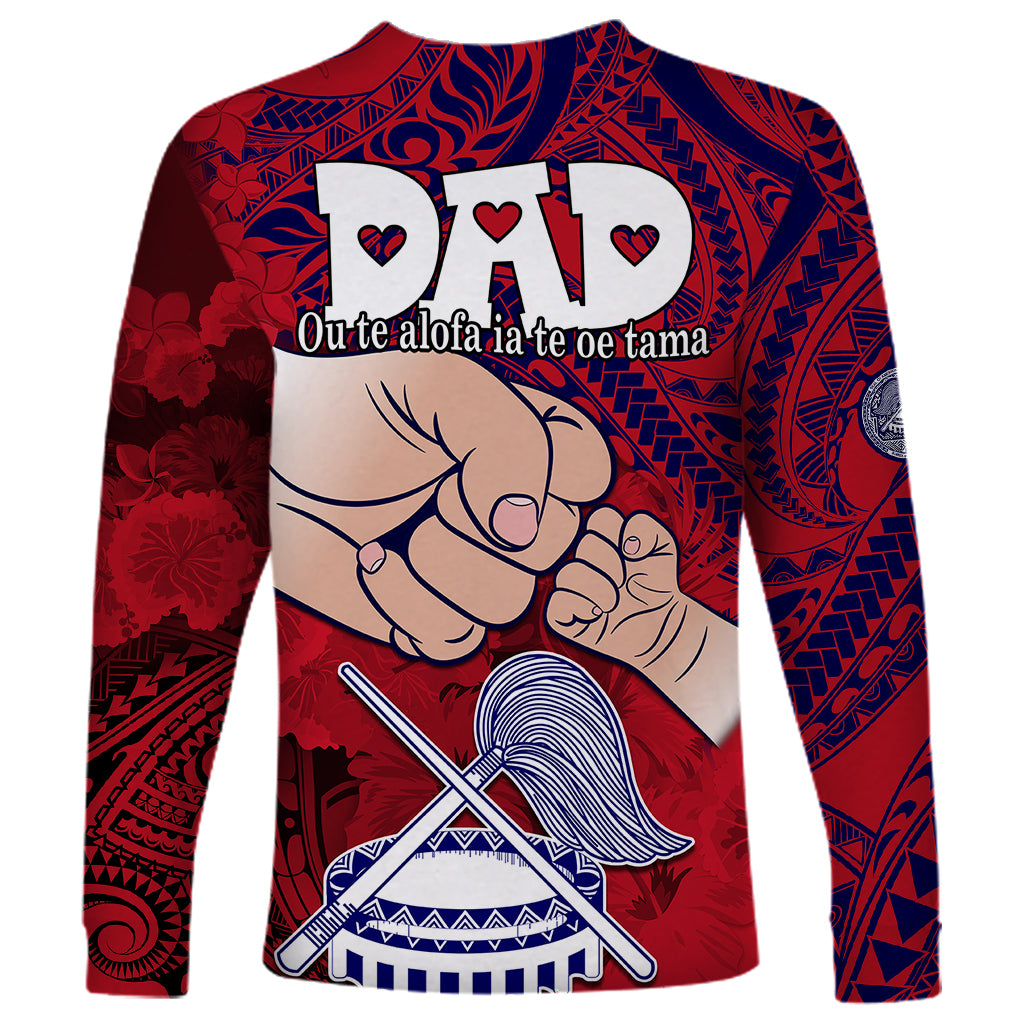 Dads Day American Samoa Long Sleeve Shirt Dad Ou Te Alofa Ia Te Oe Tama - Polynesian Flowers Tribal - Wonder Print Shop