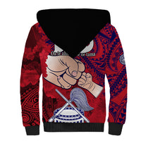 Dads Day American Samoa Sherpa Hoodie Dad Ou Te Alofa Ia Te Oe Tama - Polynesian Flowers Tribal - Wonder Print Shop