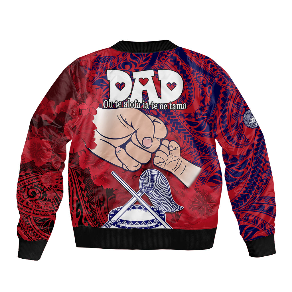 Fathers Day Polynesian Islands American Samoa Sleeve Zip Bomber Jacket Dad Ou Te Alofa Ia Te Oe Tama - Polynesian Flowers Tribal - Wonder Print Shop