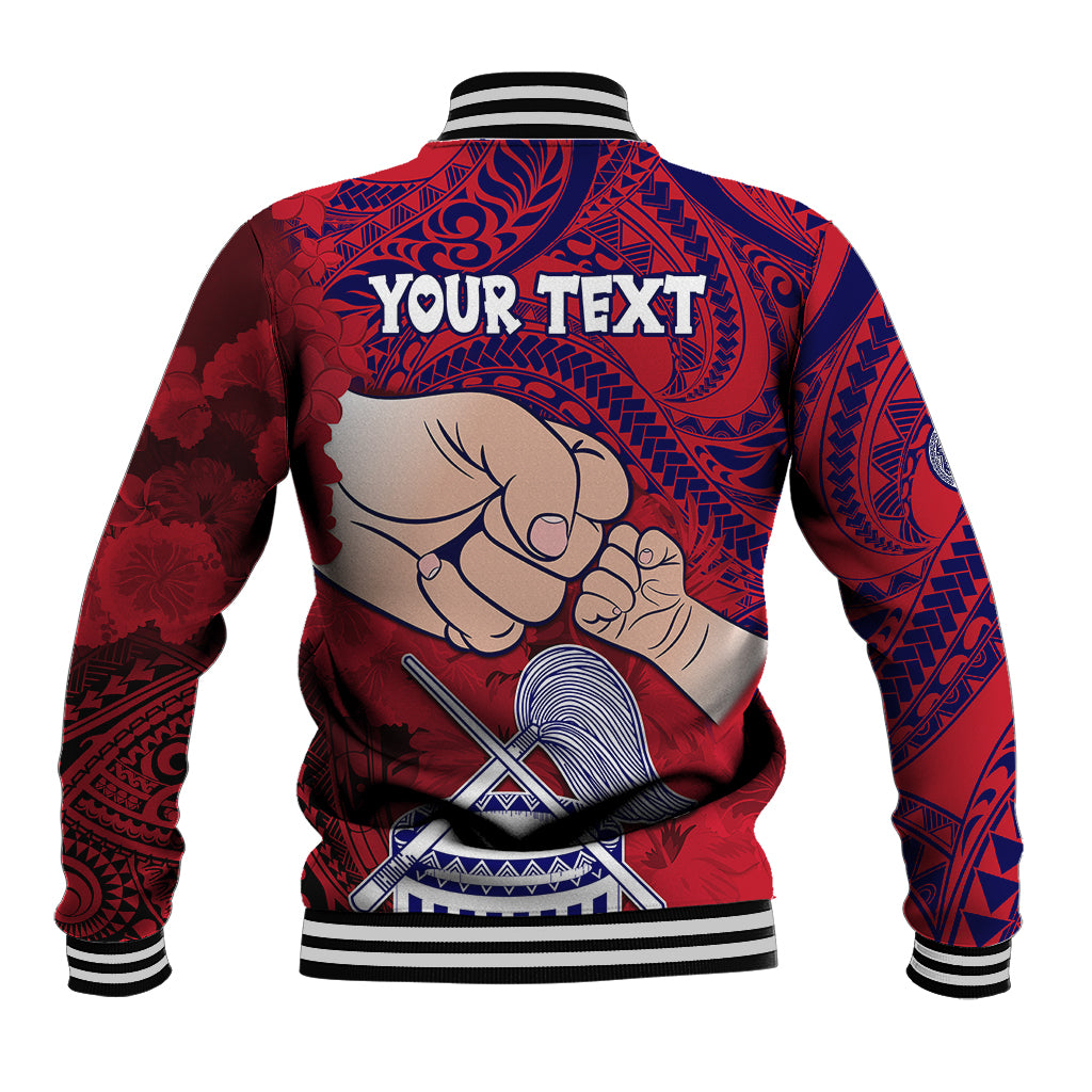 Personalised Fathers Day Polynesian Islands American Samoa Baseball Jacket Dad Ou Te Alofa Ia Te Oe Tama - Polynesian Flowers Tribal LT9 - Wonder Print Shop