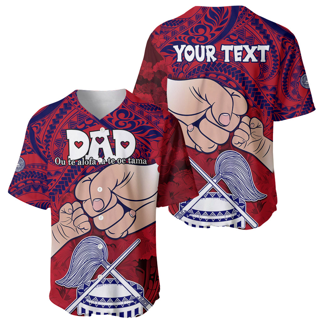 Personalised Fathers Day Polynesian Islands American Samoa Baseball Jersey Dad Ou Te Alofa Ia Te Oe Tama - Polynesian Flowers Tribal LT9 - Wonder Print Shop