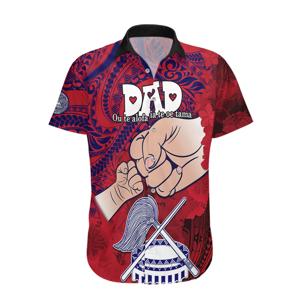 Personalised Dads Day American Samoa Hawaiian Shirt Dad Ou Te Alofa Ia Te Oe Tama - Polynesian Flowers Tribal - Wonder Print Shop