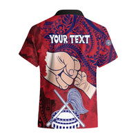 Personalised Dads Day American Samoa Hawaiian Shirt Dad Ou Te Alofa Ia Te Oe Tama - Polynesian Flowers Tribal - Wonder Print Shop