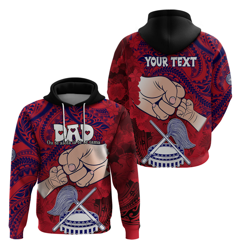 Personalised Dads Day American Samoa Hoodie Dad Ou Te Alofa Ia Te Oe Tama - Polynesian Flowers Tribal - Wonder Print Shop