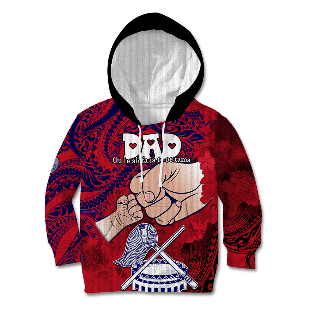 Personalised Fathers Day Polynesian Islands American Samoa Kid Hoodie Dad Ou Te Alofa Ia Te Oe Tama - Polynesian Flowers Tribal - Wonder Print Shop