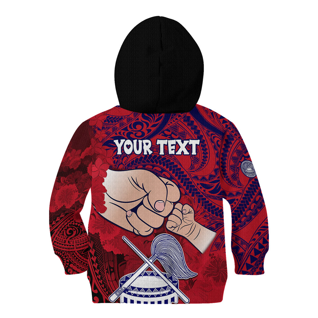 Personalised Dads Day American Samoa Kid Hoodie Dad Ou Te Alofa Ia Te Oe Tama - Polynesian Flowers Tribal - Wonder Print Shop