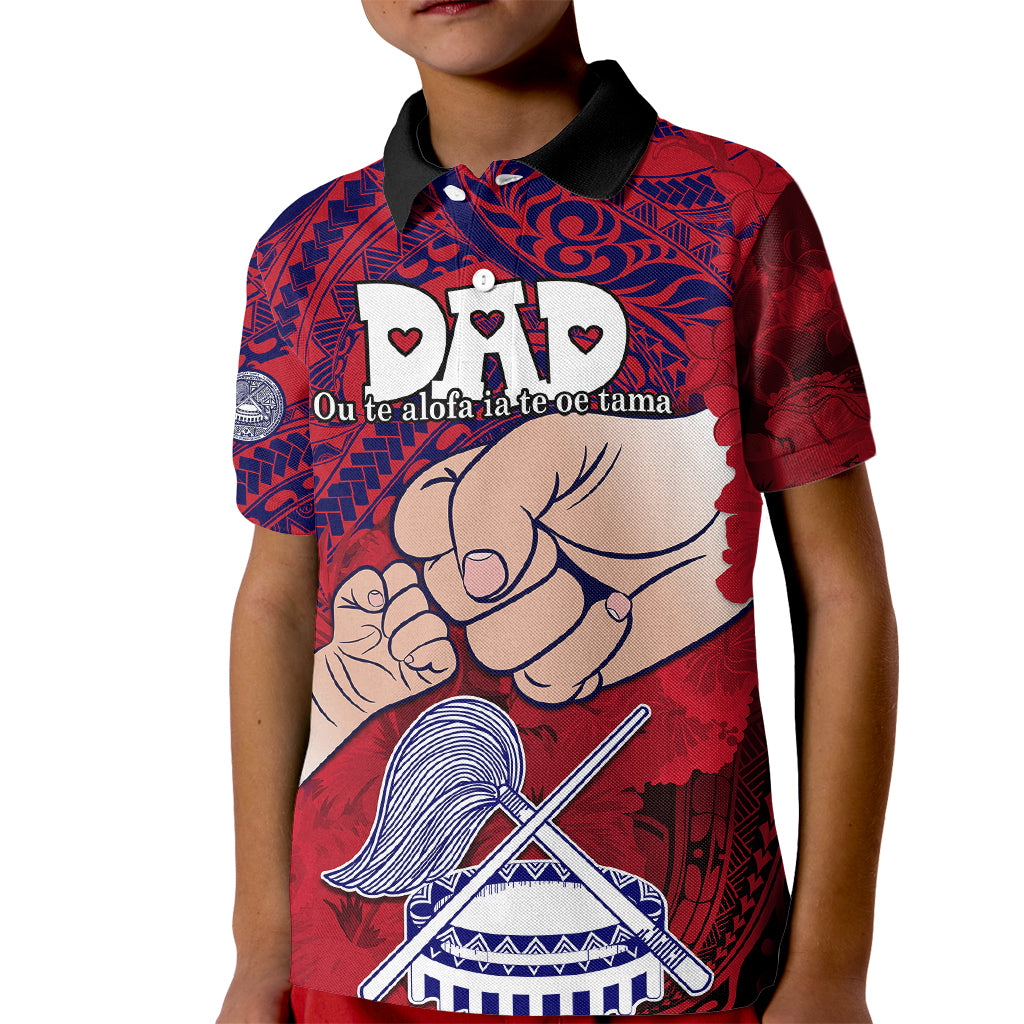 Personalised Fathers Day Polynesian Islands American Samoa Kid Polo Shirt Dad Ou Te Alofa Ia Te Oe Tama - Polynesian Flowers Tribal - Wonder Print Shop