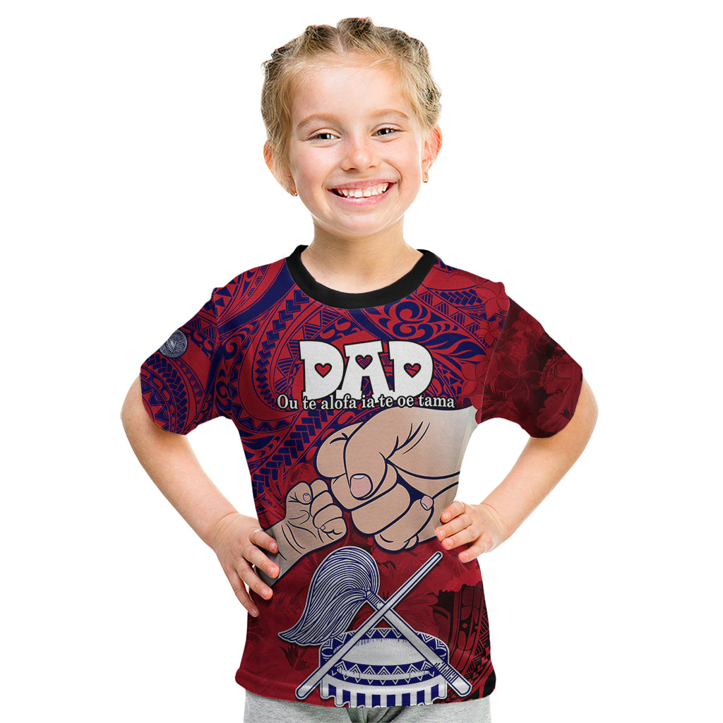 Personalised Fathers Day Polynesian Islands American Samoa Kid T Shirt Dad Ou Te Alofa Ia Te Oe Tama - Polynesian Flowers Tribal - Wonder Print Shop