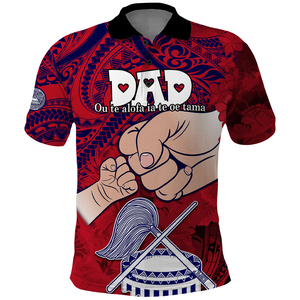 Personalised Dads Day American Samoa Polo Shirt Dad Ou Te Alofa Ia Te Oe Tama - Polynesian Flowers Tribal - Wonder Print Shop