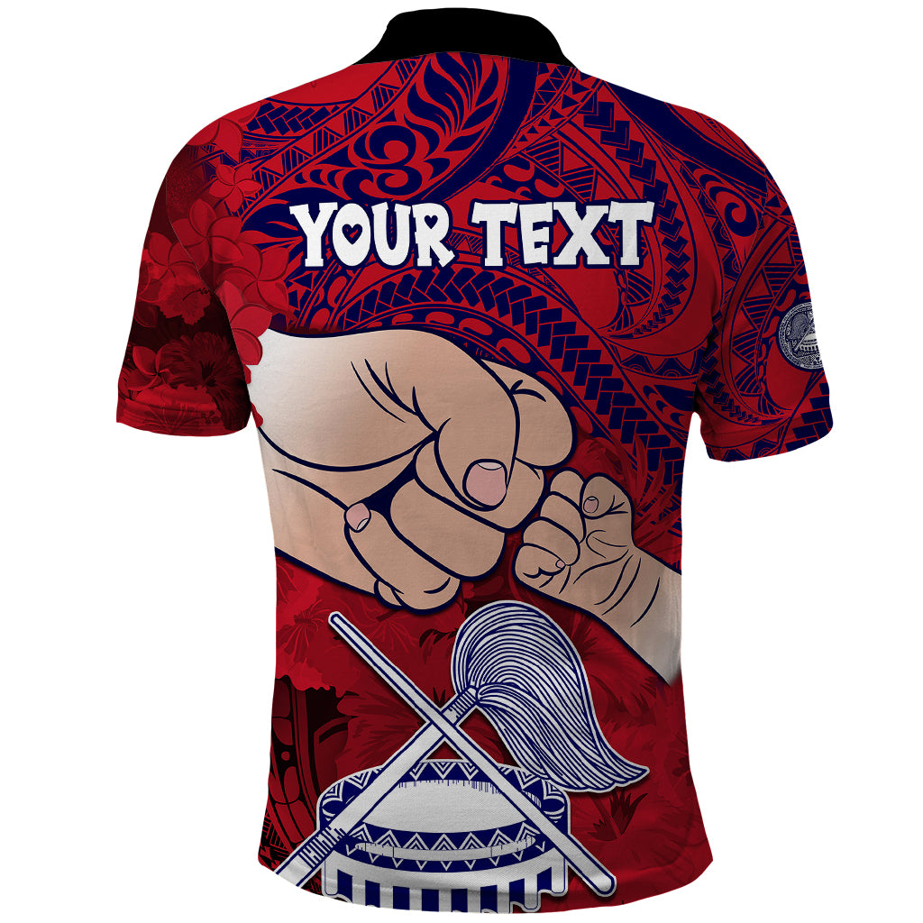 Personalised Dads Day American Samoa Polo Shirt Dad Ou Te Alofa Ia Te Oe Tama - Polynesian Flowers Tribal - Wonder Print Shop