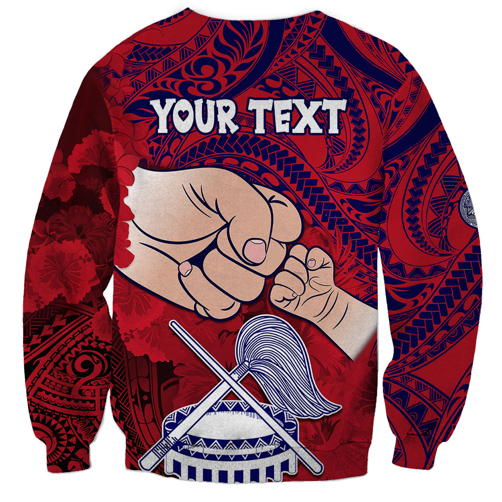 Personalised Dads Day American Samoa Sweatshirt Dad Ou Te Alofa Ia Te Oe Tama - Polynesian Flowers Tribal - Wonder Print Shop