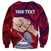 Personalised Dads Day American Samoa Sweatshirt Dad Ou Te Alofa Ia Te Oe Tama - Polynesian Flowers Tribal - Wonder Print Shop