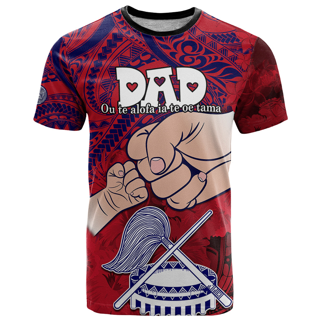 Personalised Fathers Day Polynesian Islands American Samoa T Shirt Dad Ou Te Alofa Ia Te Oe Tama - Polynesian Flowers Tribal - Wonder Print Shop