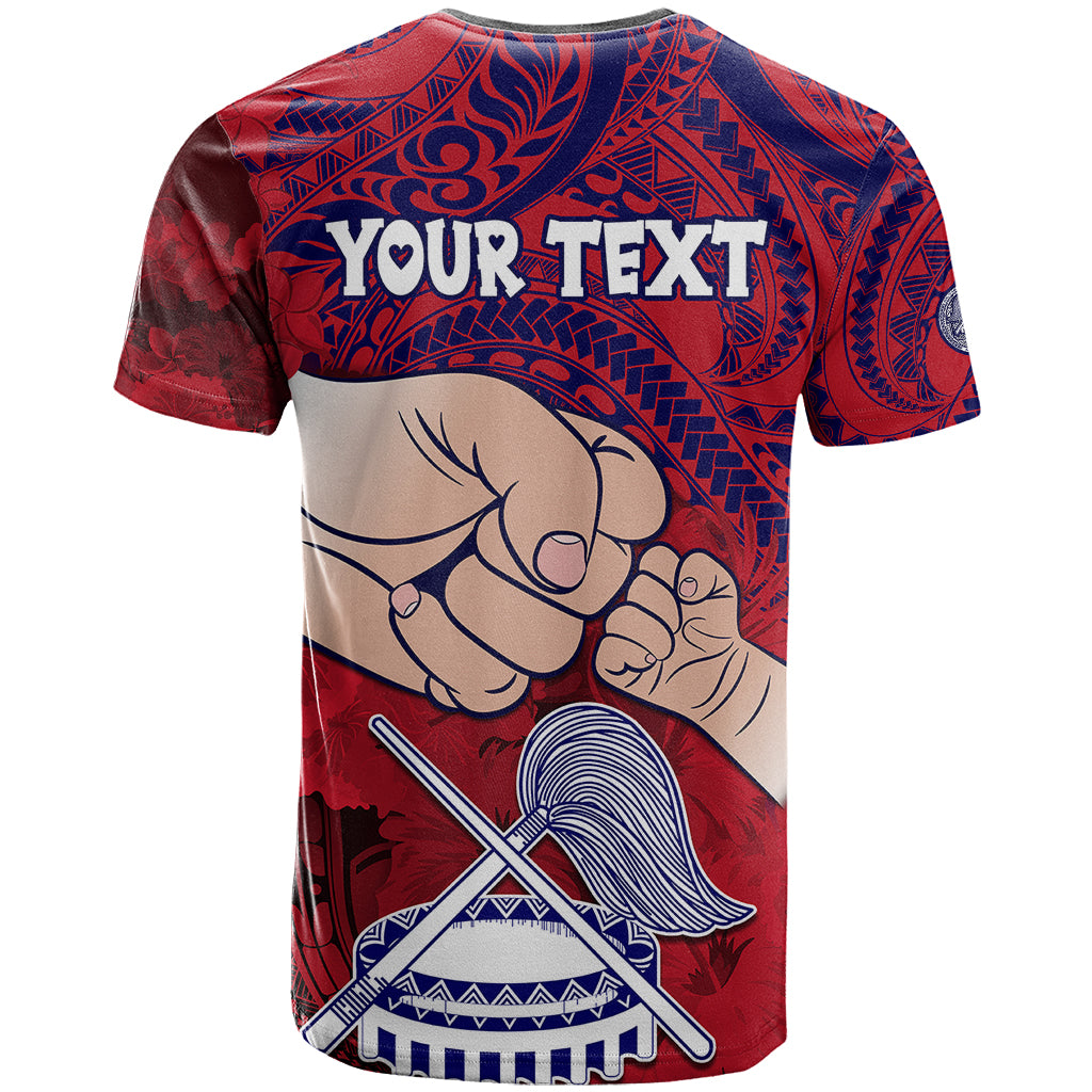 Personalised Fathers Day Polynesian Islands American Samoa T Shirt Dad Ou Te Alofa Ia Te Oe Tama - Polynesian Flowers Tribal - Wonder Print Shop