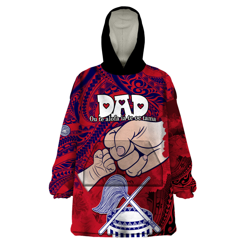 Personalised Fathers Day Polynesian Islands American Samoa Wearable Blanket Hoodie Dad Ou Te Alofa Ia Te Oe Tama - Polynesian Flowers Tribal - Wonder Print Shop