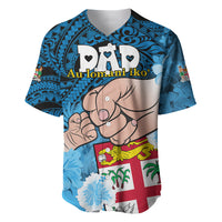 Dads Day Fiji Baseball Jersey Dad Au Lomani Iko - Polynesian Flowers Tribal LT9 - Wonder Print Shop
