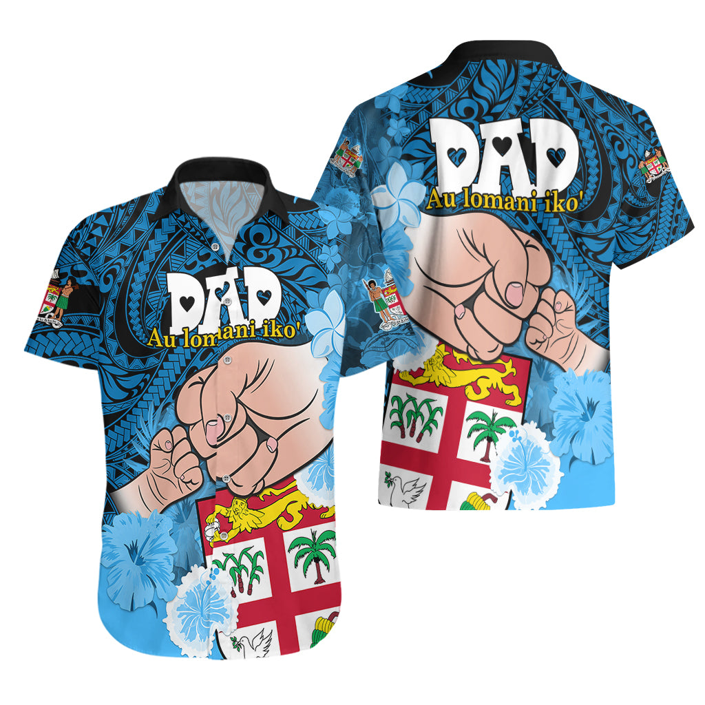 Dads Day Fiji Hawaiian Shirt Dad Au Lomani Iko - Polynesian Flowers Tribal - Wonder Print Shop