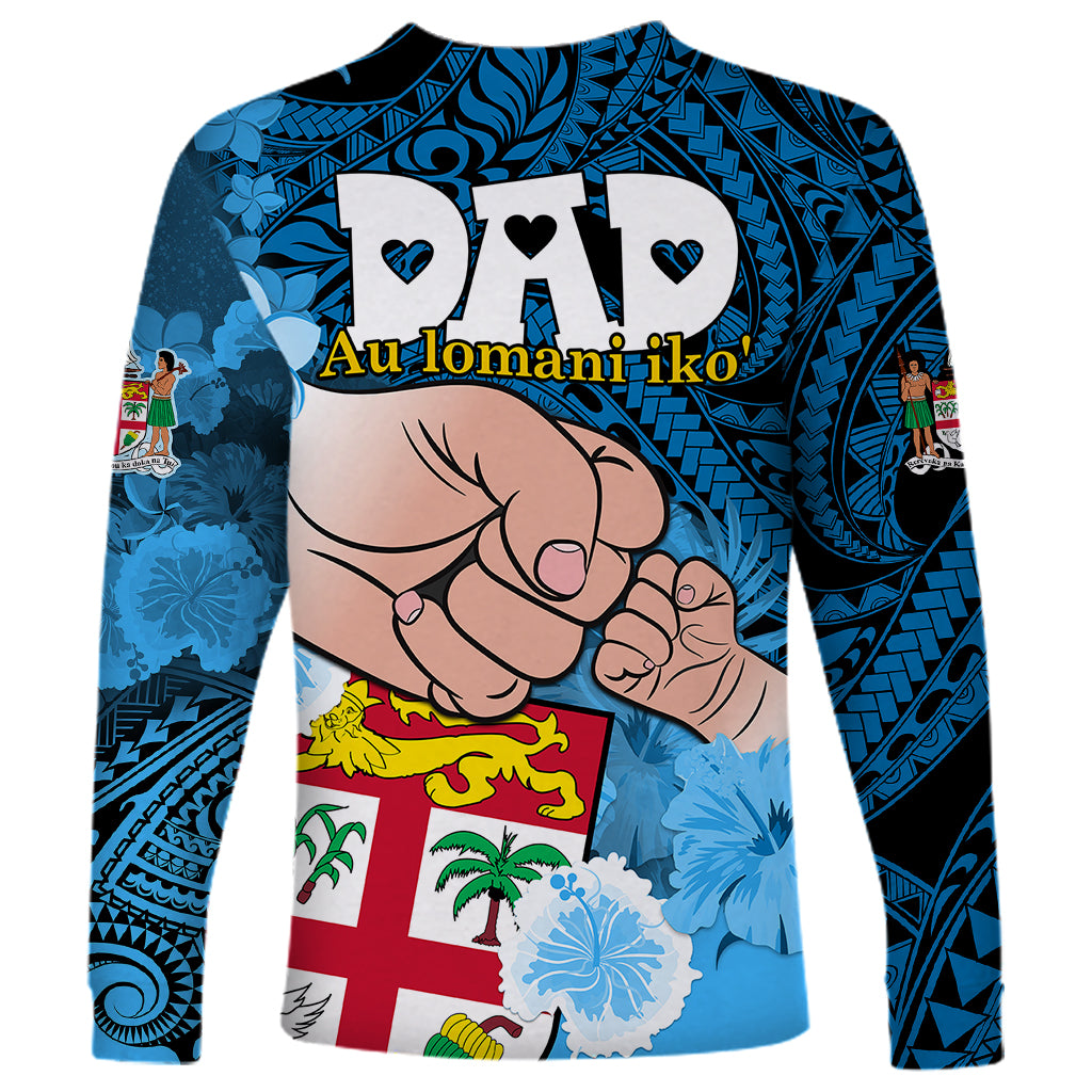 Dads Day Fiji Long Sleeve Shirt Dad Au Lomani Iko - Polynesian Flowers Tribal - Wonder Print Shop