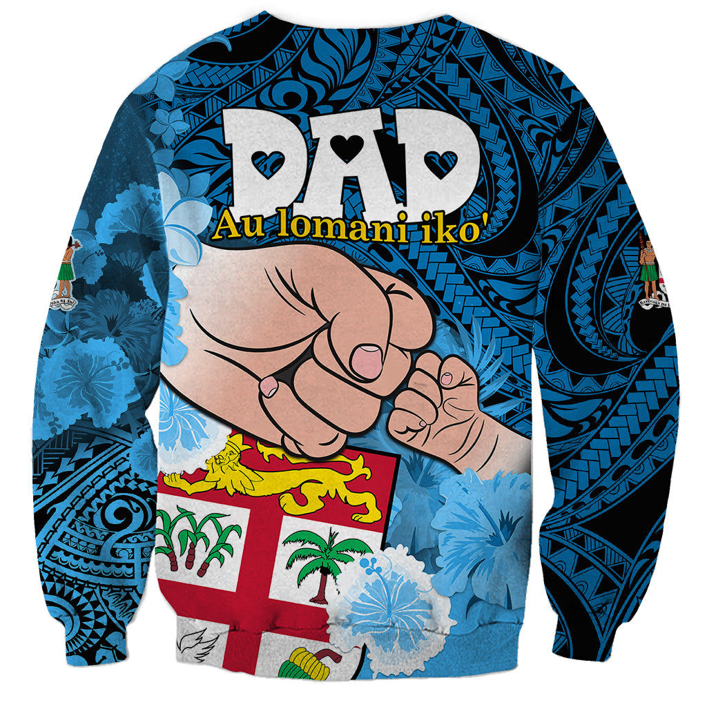 Fathers Day Polynesian Islands Fiji Sweatshirt Dad Au Lomani Iko - Polynesian Flowers Tribal - Wonder Print Shop