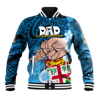 Personalised Fathers Day Polynesian Islands Fiji Baseball Jacket Dad Au Lomani Iko - Polynesian Flowers Tribal LT9 - Wonder Print Shop