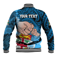 Personalised Fathers Day Polynesian Islands Fiji Baseball Jacket Dad Au Lomani Iko - Polynesian Flowers Tribal LT9 - Wonder Print Shop