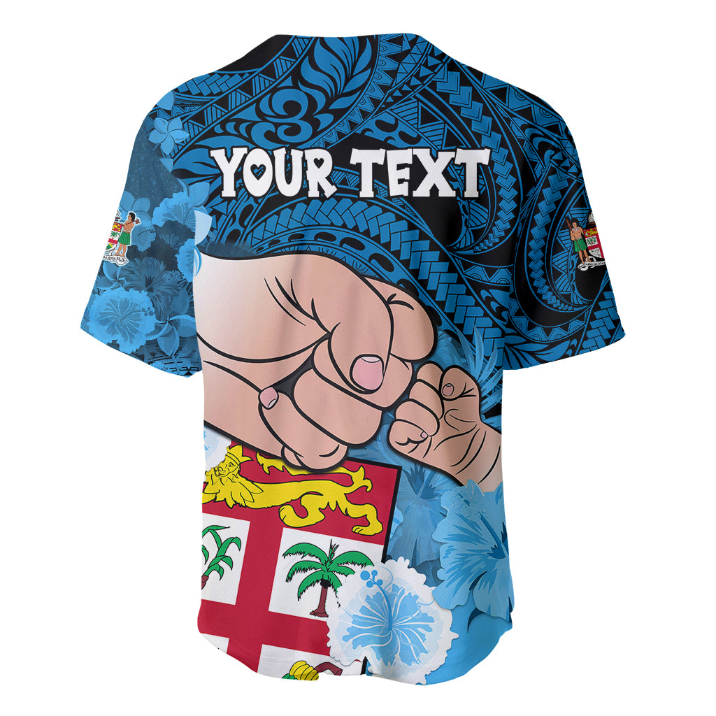 Personalised Fathers Day Polynesian Islands Fiji Baseball Jersey Dad Au Lomani Iko - Polynesian Flowers Tribal LT9 - Wonder Print Shop