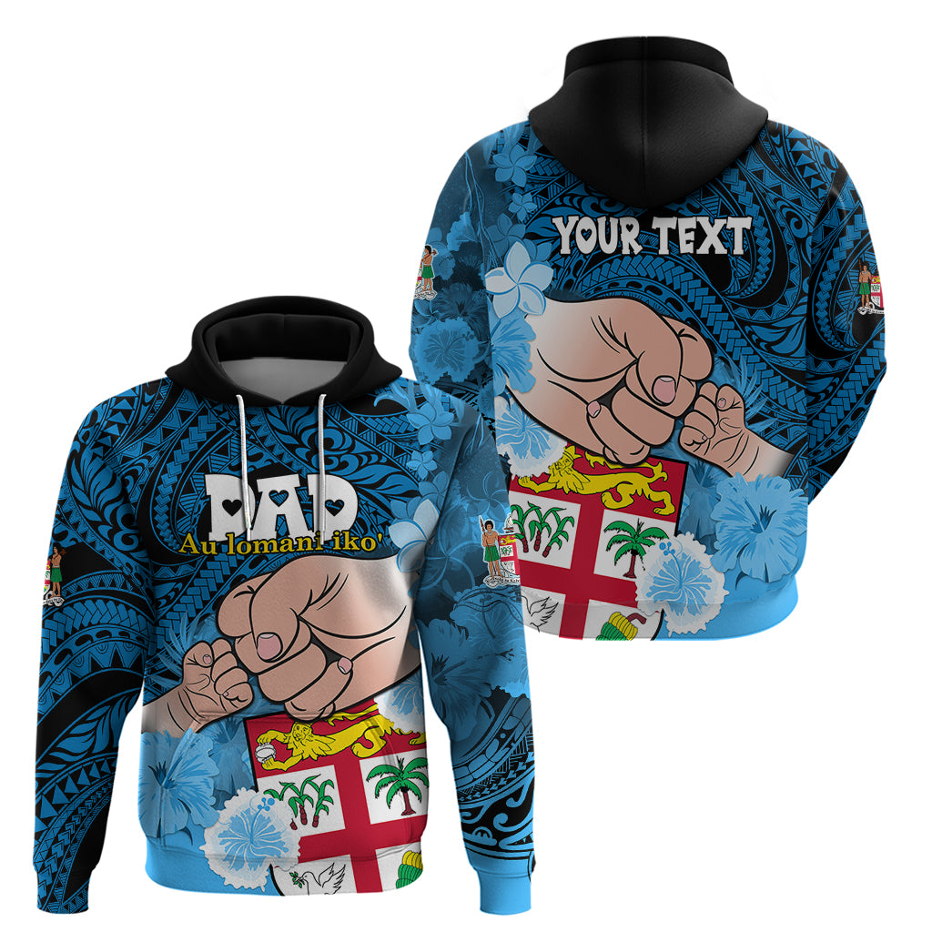 Personalised Dads Day Fiji Hoodie Dad Au Lomani Iko - Polynesian Flowers Tribal - Wonder Print Shop