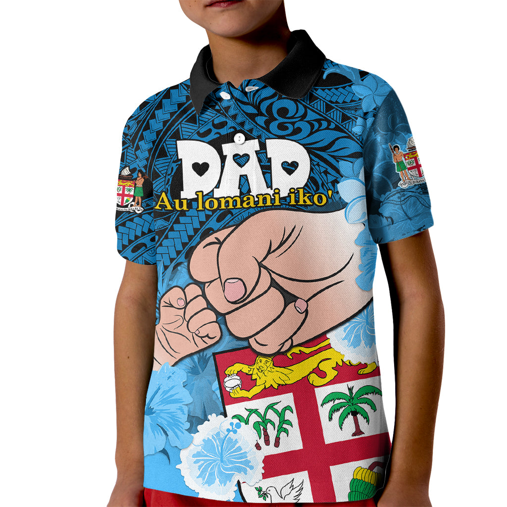 Personalised Fathers Day Polynesian Islands Fiji Kid Polo Shirt Dad Au Lomani Iko - Polynesian Flowers Tribal - Wonder Print Shop