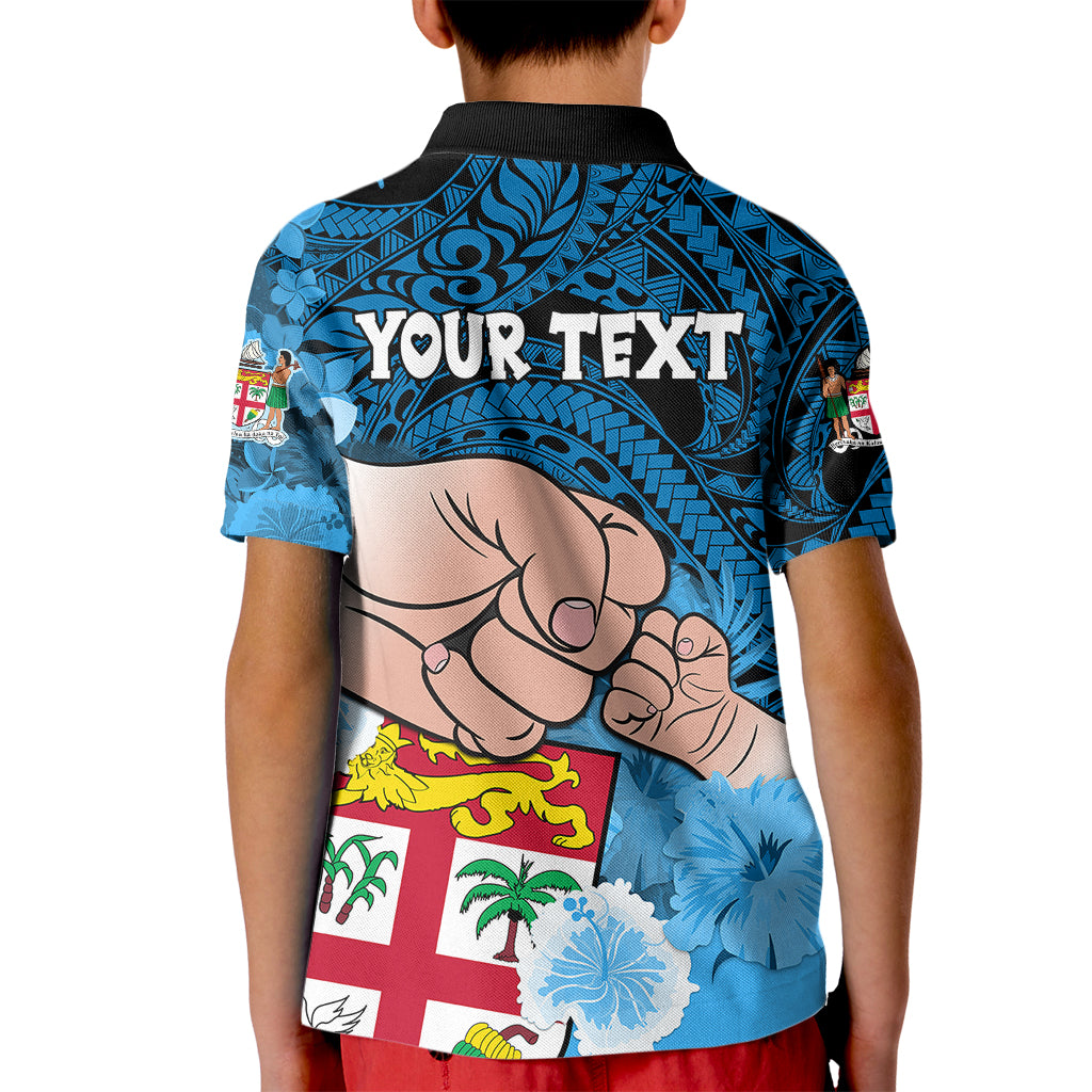 Personalised Fathers Day Polynesian Islands Fiji Kid Polo Shirt Dad Au Lomani Iko - Polynesian Flowers Tribal - Wonder Print Shop