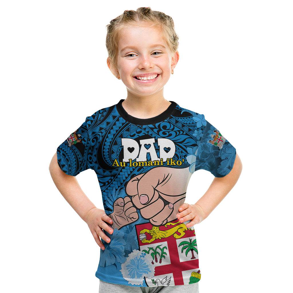Personalised Fathers Day Polynesian Islands Fiji Kid T Shirt Dad Au Lomani Iko - Polynesian Flowers Tribal - Wonder Print Shop