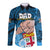 Personalised Dads Day Fiji Long Sleeve Button Shirt Dad Au Lomani Iko - Polynesian Flowers Tribal - Wonder Print Shop