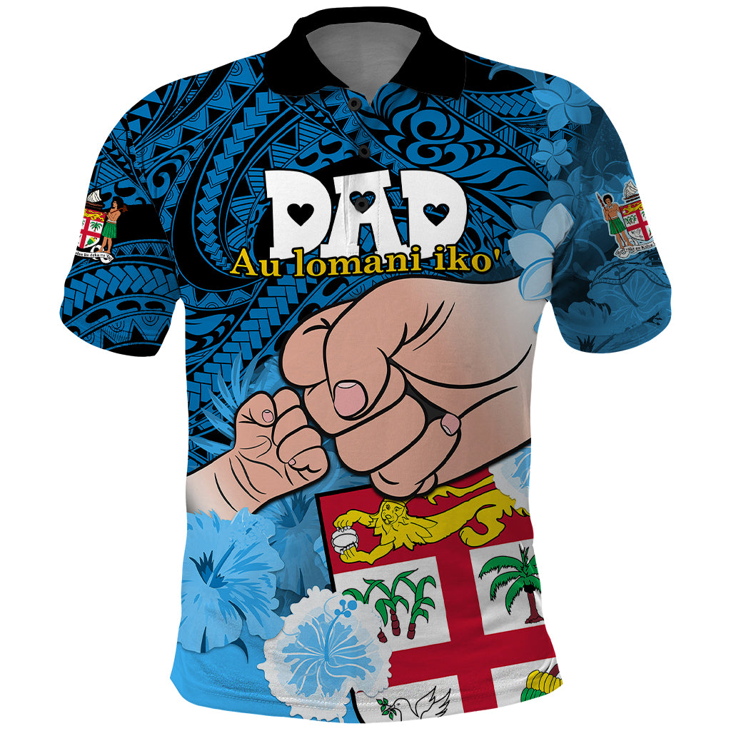 Personalised Fathers Day Polynesian Islands Fiji Polo Shirt Dad Au Lomani Iko - Polynesian Flowers Tribal - Wonder Print Shop