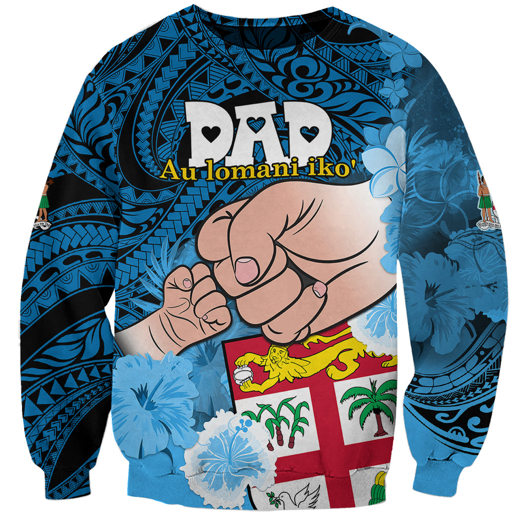 Personalised Dads Day Fiji Sweatshirt Dad Au Lomani Iko - Polynesian Flowers Tribal - Wonder Print Shop