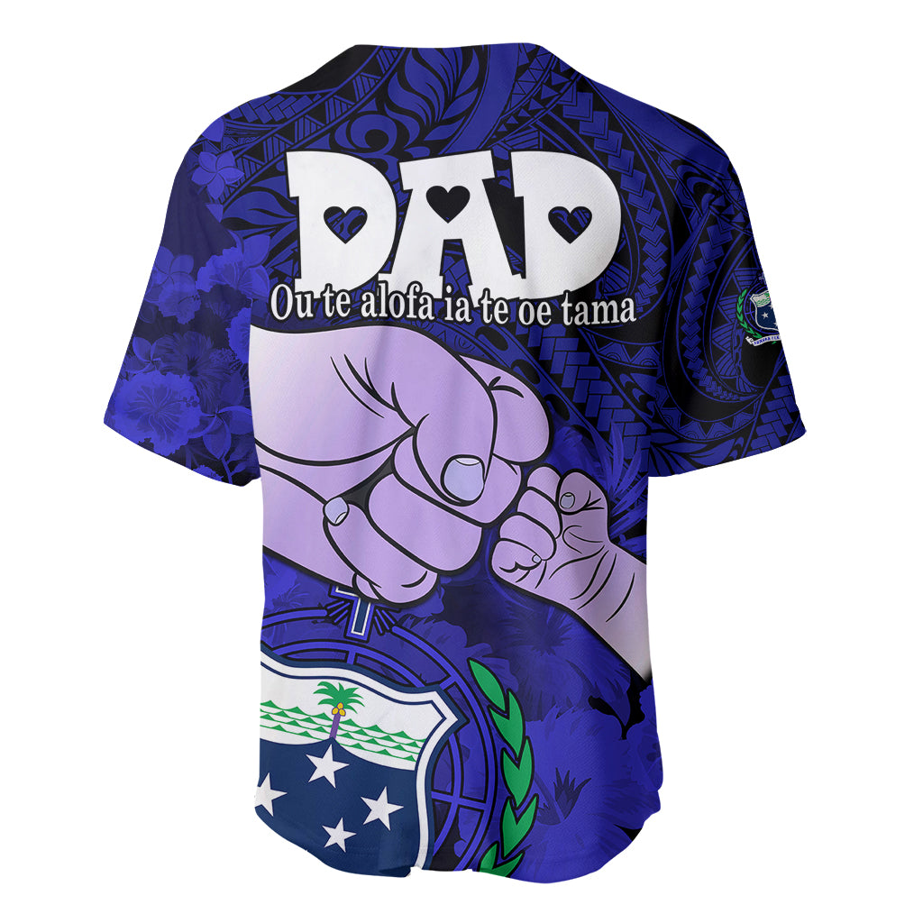 Fathers Day Polynesian Islands Samoa Baseball Jersey Dad Ou Te Alofa Ia Te Oe Tama - Blue Polynesian Flowers Tribal LT9 - Wonder Print Shop