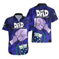 Dads Day Samoa Hawaiian Shirt Dad Ou Te Alofa Ia Te Oe Tama - Blue Polynesian Flowers Tribal - Wonder Print Shop