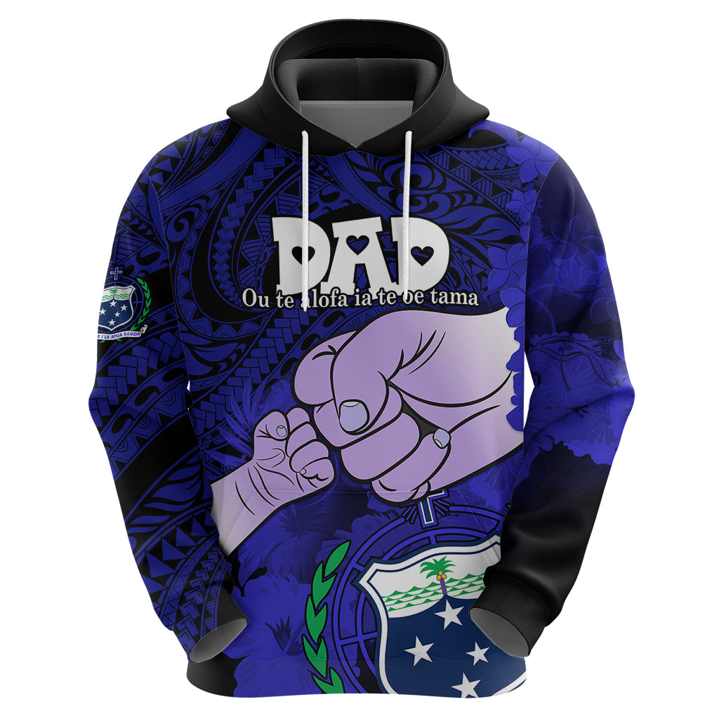 Dads Day Samoa Hoodie Dad Ou Te Alofa Ia Te Oe Tama - Blue Polynesian Flowers Tribal - Wonder Print Shop