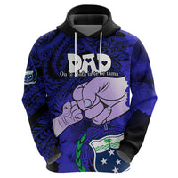 Dads Day Samoa Hoodie Dad Ou Te Alofa Ia Te Oe Tama - Blue Polynesian Flowers Tribal - Wonder Print Shop