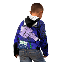 Fathers Day Polynesian Islands Samoa Kid Hoodie Dad Ou Te Alofa Ia Te Oe Tama - Blue Polynesian Flowers Tribal - Wonder Print Shop