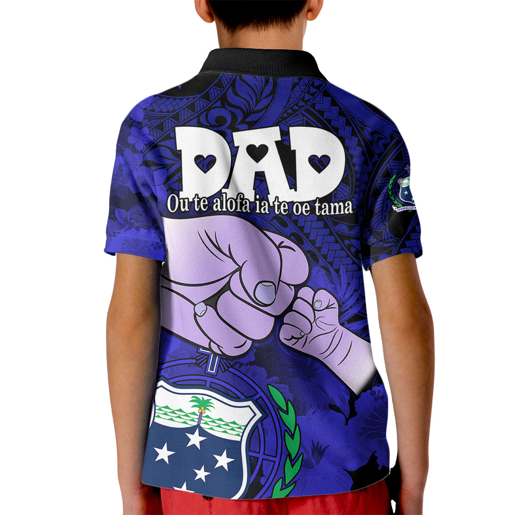 Dads Day Samoa Kid Polo Shirt Dad Ou Te Alofa Ia Te Oe Tama - Blue Polynesian Flowers Tribal - Wonder Print Shop