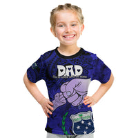 Fathers Day Polynesian Islands Samoa Kid T Shirt Dad Ou Te Alofa Ia Te Oe Tama - Blue Polynesian Flowers Tribal - Wonder Print Shop