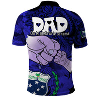 Dads Day Samoa Polo Shirt Dad Ou Te Alofa Ia Te Oe Tama - Blue Polynesian Flowers Tribal - Wonder Print Shop