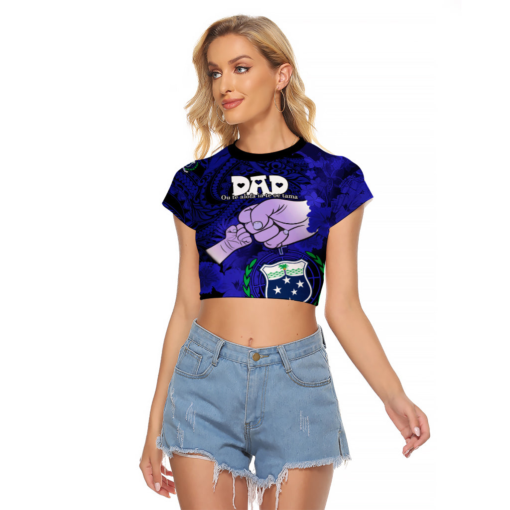 Fathers Day Polynesian Islands Samoa Raglan Cropped T Shirt Dad Ou Te Alofa Ia Te Oe Tama - Blue Polynesian Flowers Tribal - Wonder Print Shop