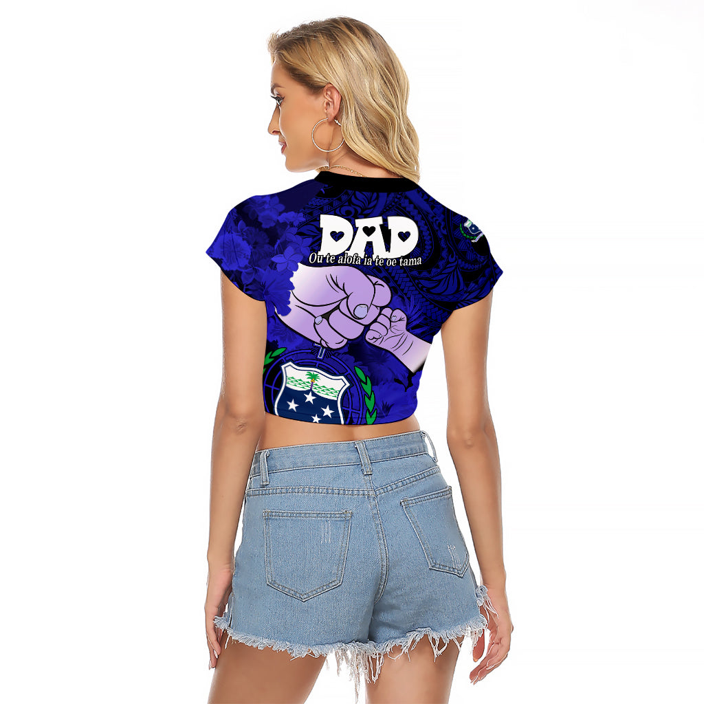 Dads Day Samoa Raglan Cropped T Shirt Dad Ou Te Alofa Ia Te Oe Tama - Blue Polynesian Flowers Tribal - Wonder Print Shop
