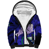 Dads Day Samoa Sherpa Hoodie Dad Ou Te Alofa Ia Te Oe Tama - Blue Polynesian Flowers Tribal - Wonder Print Shop