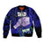 Fathers Day Polynesian Islands Samoa Sleeve Zip Bomber Jacket Dad Ou Te Alofa Ia Te Oe Tama - Blue Polynesian Flowers Tribal - Wonder Print Shop