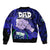 Fathers Day Polynesian Islands Samoa Sleeve Zip Bomber Jacket Dad Ou Te Alofa Ia Te Oe Tama - Blue Polynesian Flowers Tribal - Wonder Print Shop
