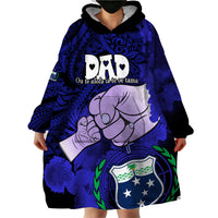 Fathers Day Polynesian Islands Samoa Wearable Blanket Hoodie Dad Ou Te Alofa Ia Te Oe Tama - Blue Polynesian Flowers Tribal - Wonder Print Shop