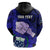 Personalised Fathers Day Polynesian Islands Samoa Hoodie Dad Ou Te Alofa Ia Te Oe Tama - Blue Polynesian Flowers Tribal - Wonder Print Shop